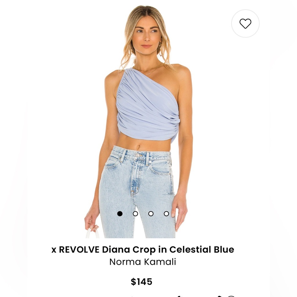 Norma Kamali Celestial Blue One-Shoulder Diana Crop Top